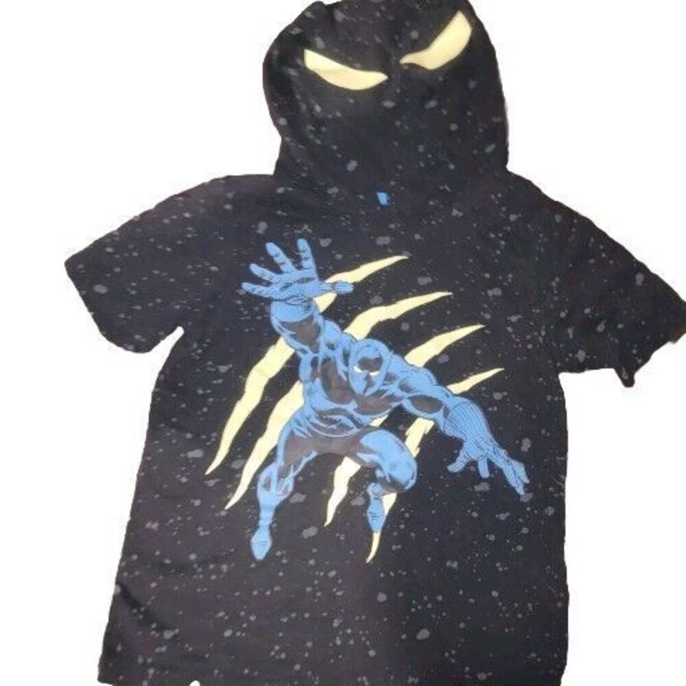Marvel Wildcat Boys Shirt Size 5 Hooded With Yellow Eyes Black Superhero Cool